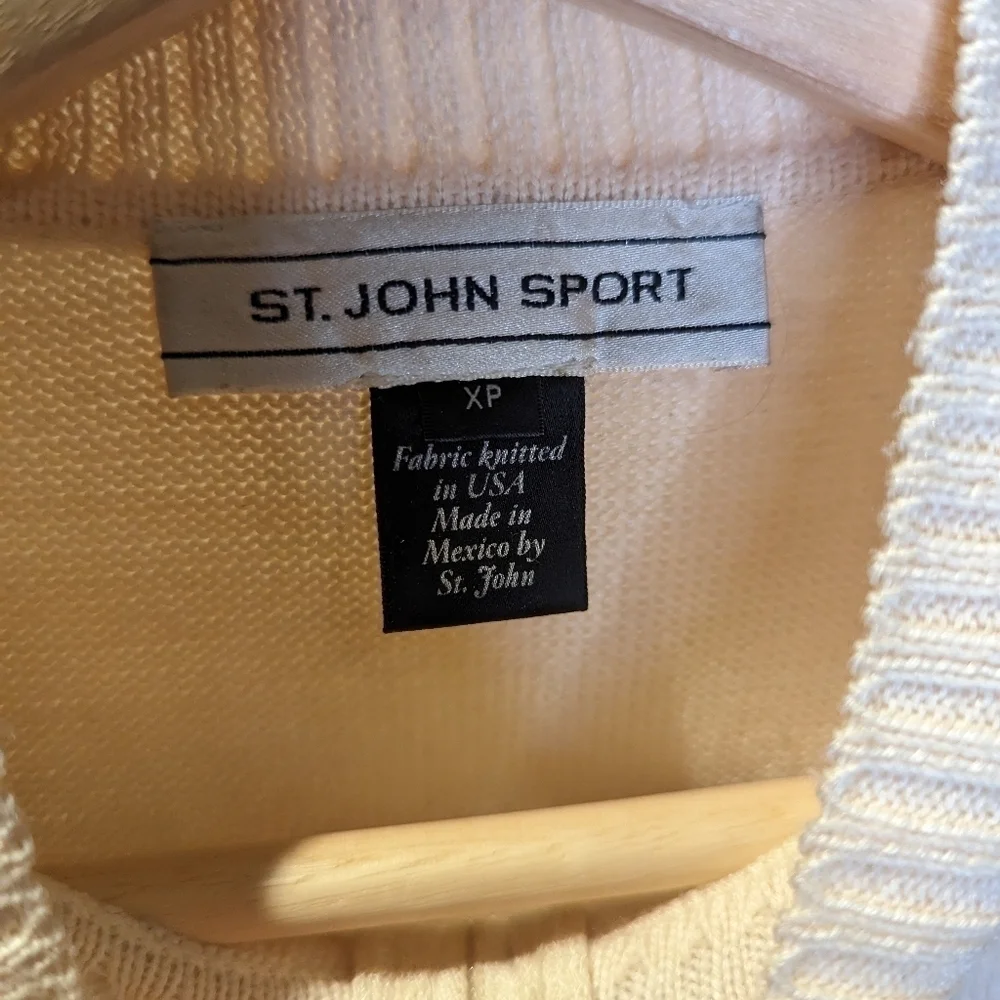 St. John Sport Cream and Black Color block Zip Up Cardigan XS Petite